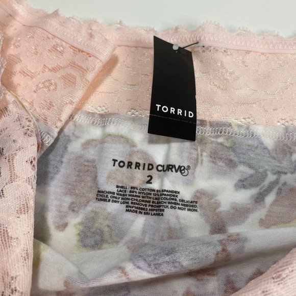 Torrid - WIDE LACE TRIM HIPSTER PANTY - COTTON FLORAL PINK - Picture 4 of 4